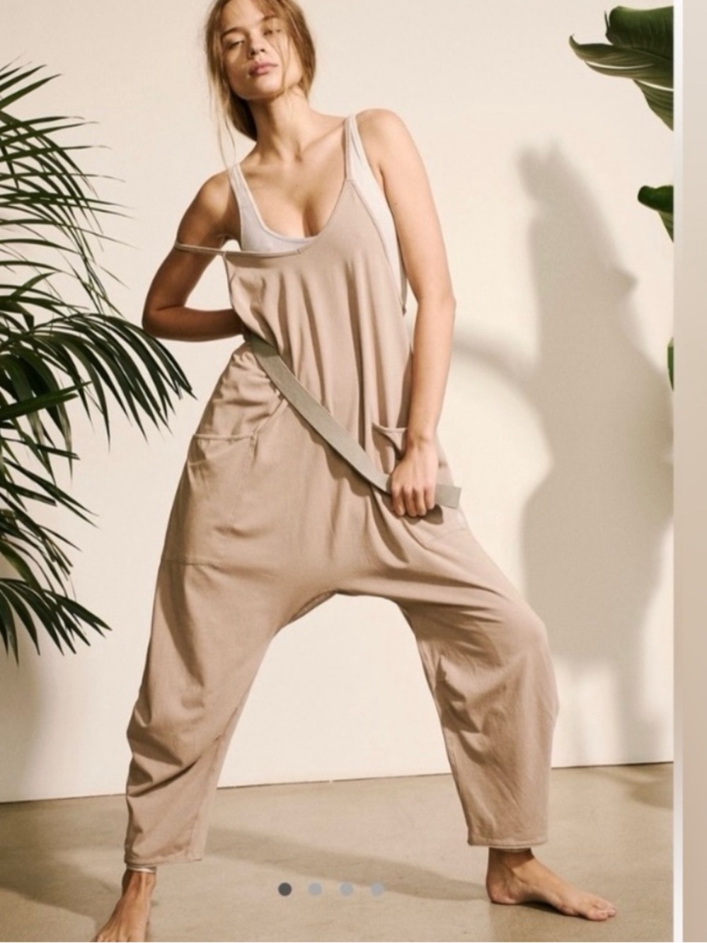 Free People Women’s Medium Short *READ* Hot Shot Onesie Jumpsuit Jersey Taupe